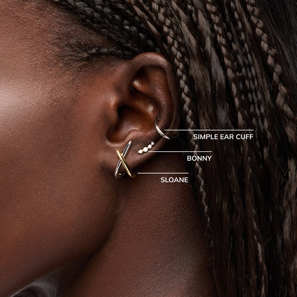 Gold Stud Earrings - Sloane Two Tone