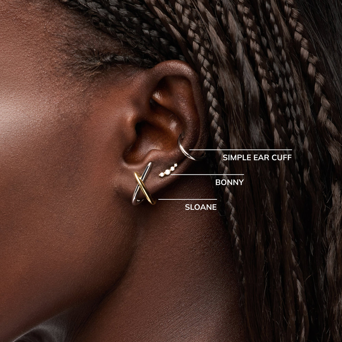 Gold Stud Earrings - Sloane Two Tone