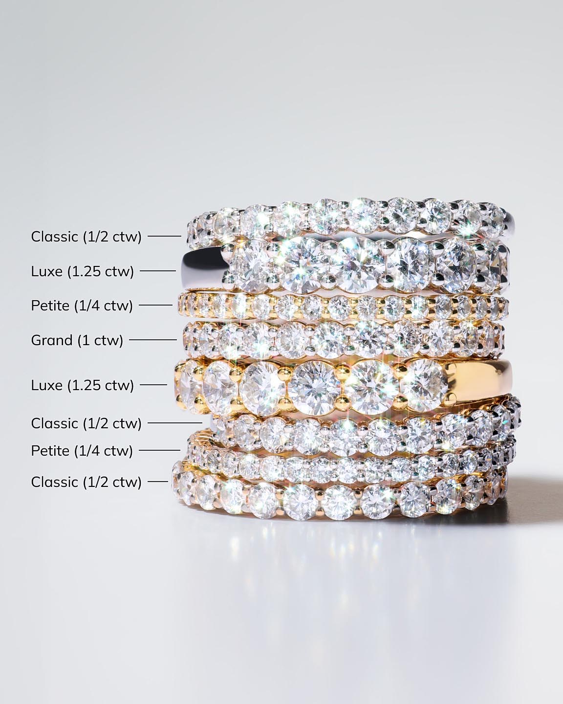 Solid Yellow Gold - Half Eternity Diamond Ring (1/2 ctw)