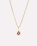 Solid Yellow Gold - Pink Amethyst Teardrop Necklace