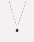 Solid Yellow Gold - Light Blue Sapphire Teardrop Necklace