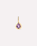 Solid Yellow Gold Birthstone - Pink Amethyst Teardrop Charm