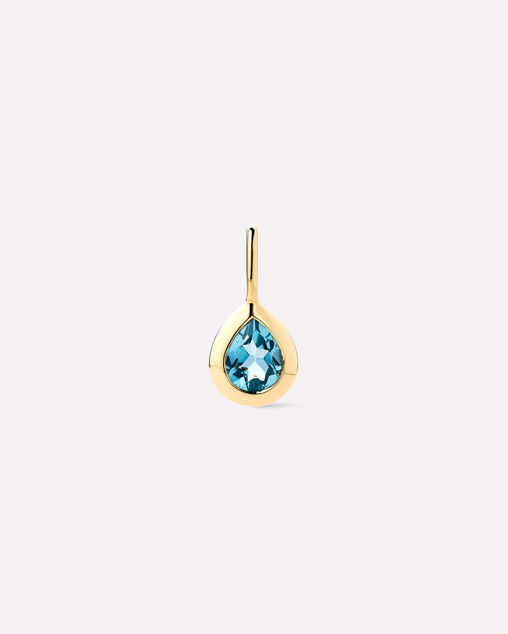 Solid Yellow Gold Birthstone - Blue Topaz Teardrop Charm