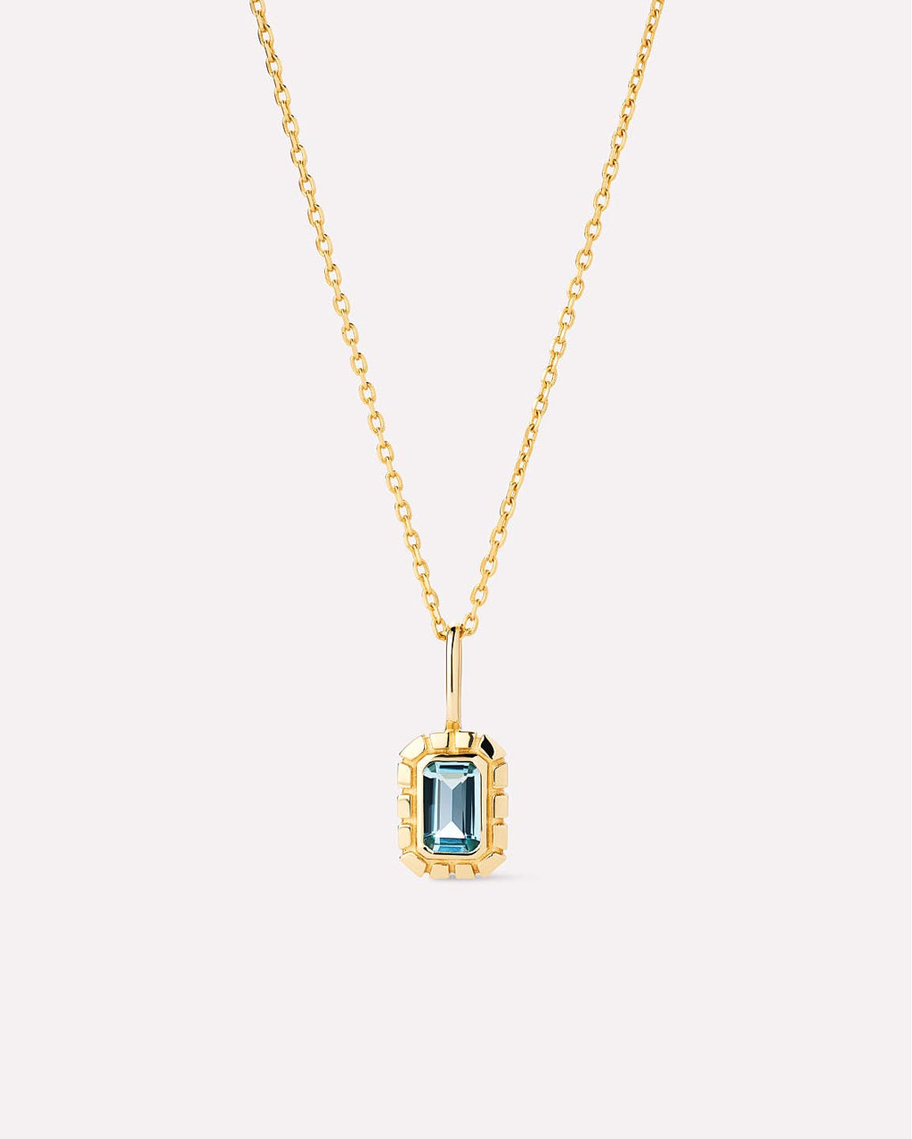 Solid Yellow Gold - Blue Topaz Heirloom Necklace