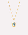 Solid Yellow Gold - Blue Topaz Heirloom Necklace