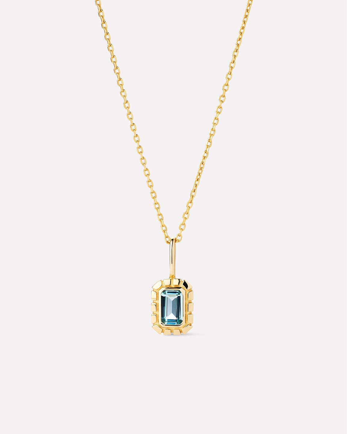 Solid Yellow Gold - Blue Topaz Heirloom Necklace