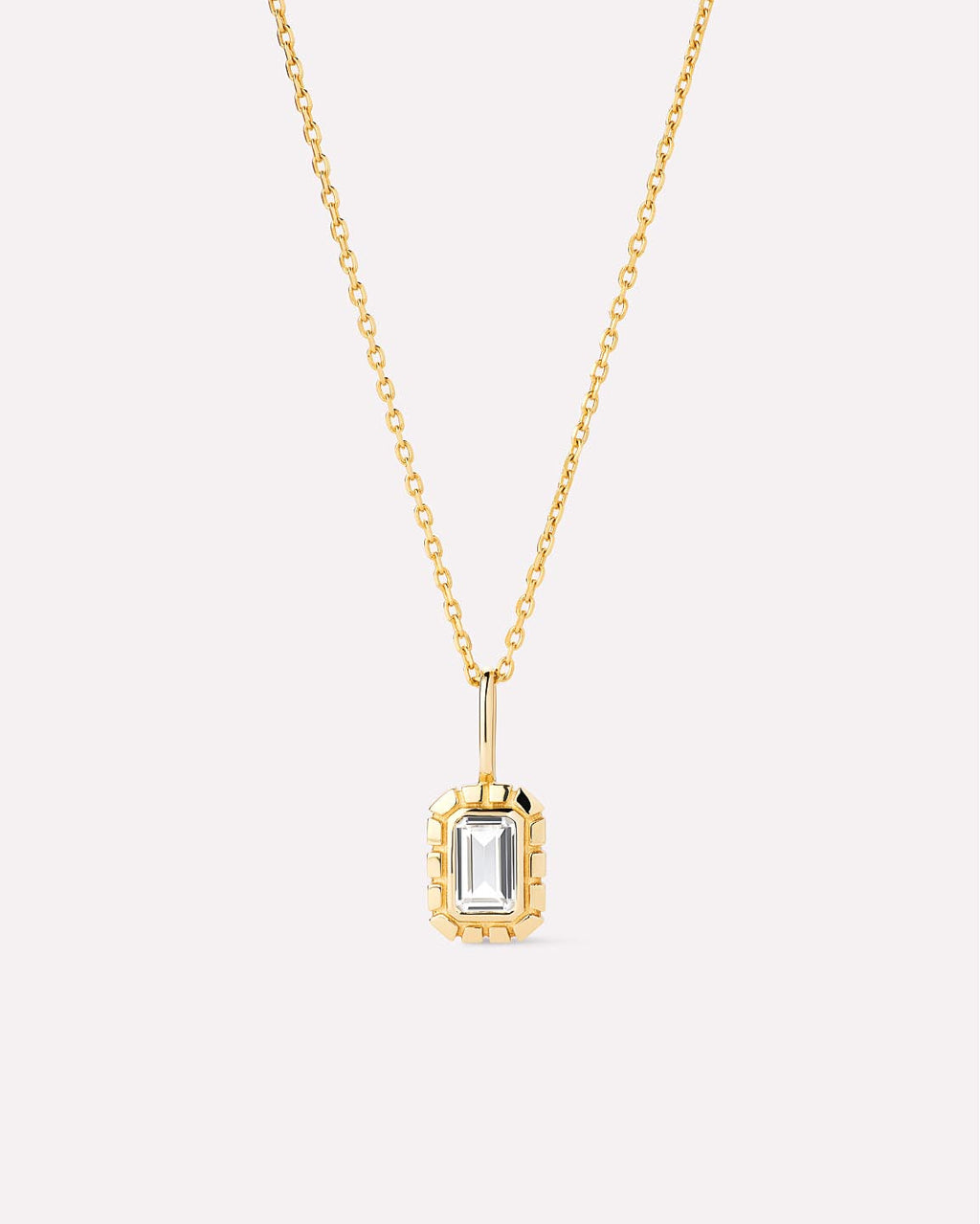 Solid Yellow Gold - White Sapphire Heirloom Necklace