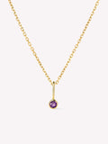 Solid Yellow Gold - Amethyst Mini Birthstone Necklace