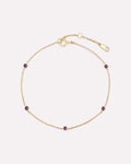 Solid Yellow Gold - Amethyst Birthstone Station Bracelet