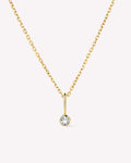 Solid Yellow Gold - Aquamarine Mini Birthstone Necklace