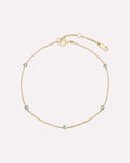 Solid Yellow Gold - Aquamarine Birthstone Station Bracelet