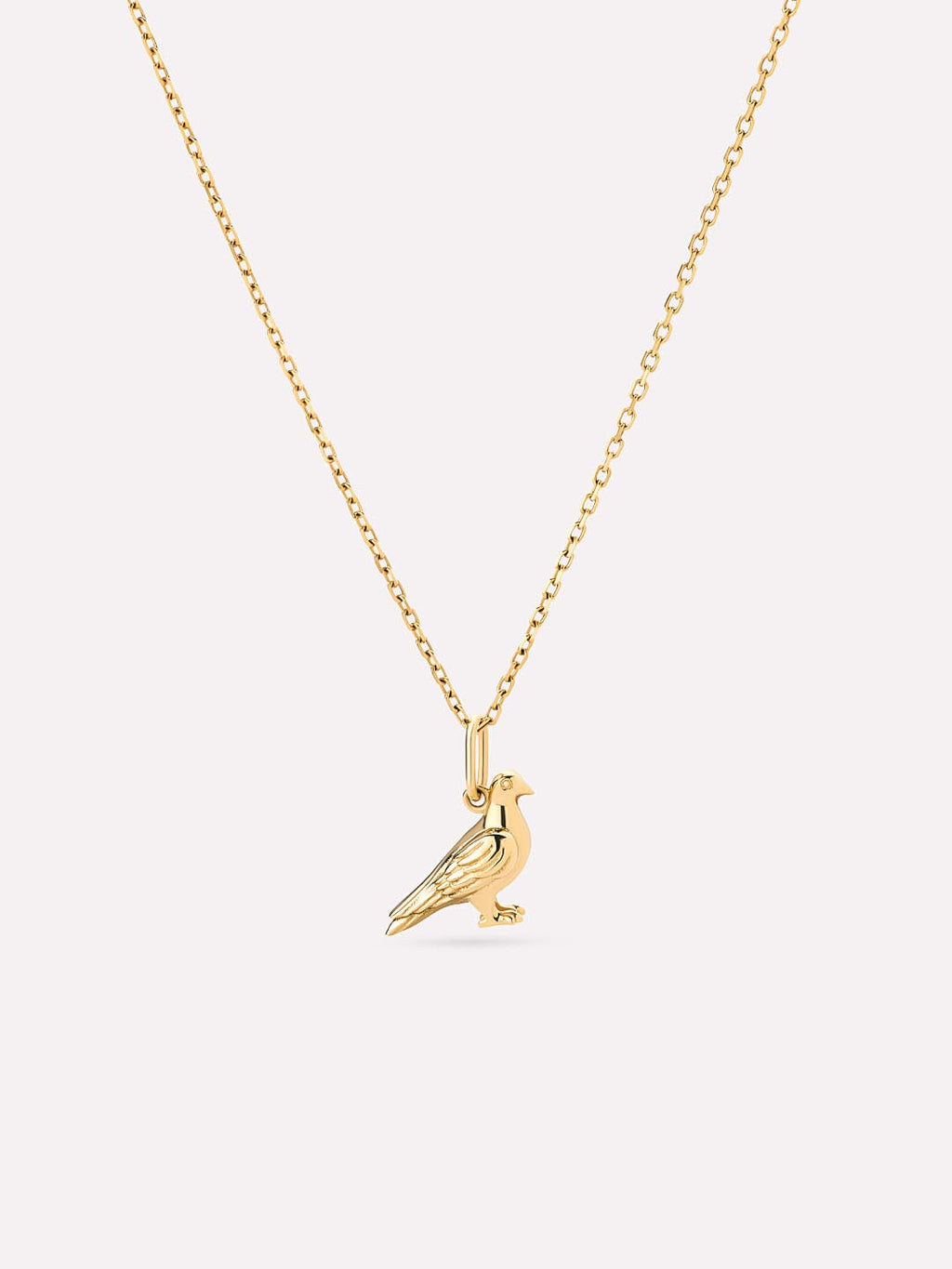 Solid Yellow Gold - Pigeon Charm Necklace