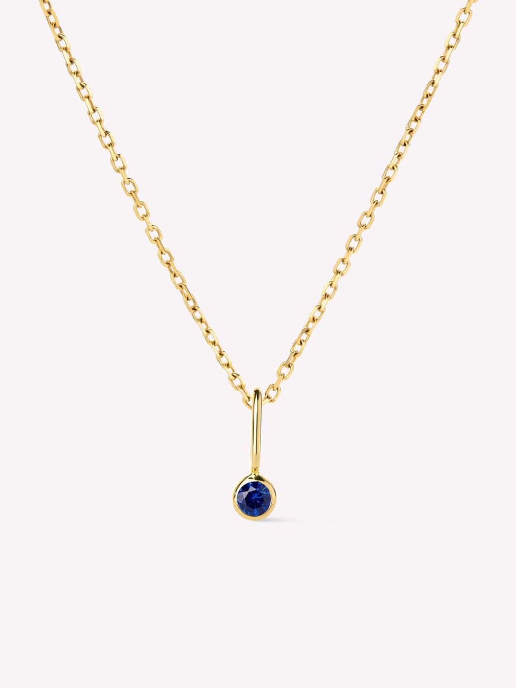Solid Yellow Gold - Sapphire Mini Birthstone Necklace