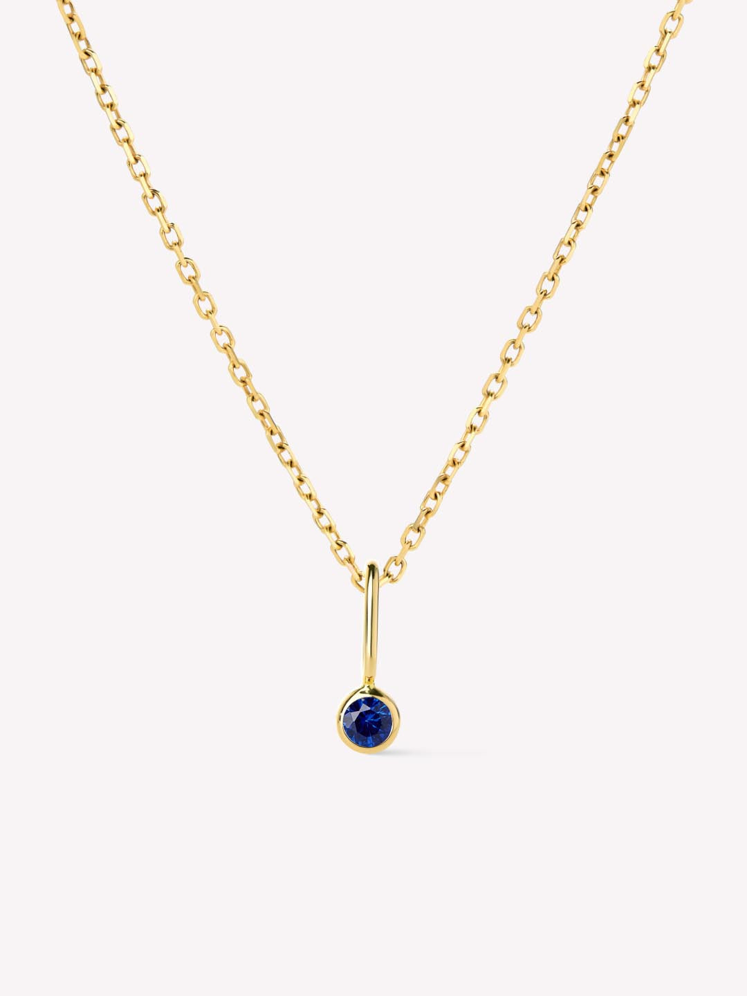 Solid Yellow Gold - Sapphire Mini Birthstone Necklace