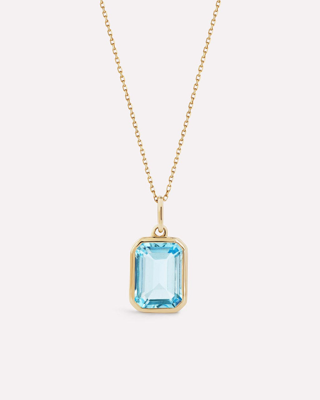 Solid Yellow Gold - Blue Topaz Spritz Necklace
