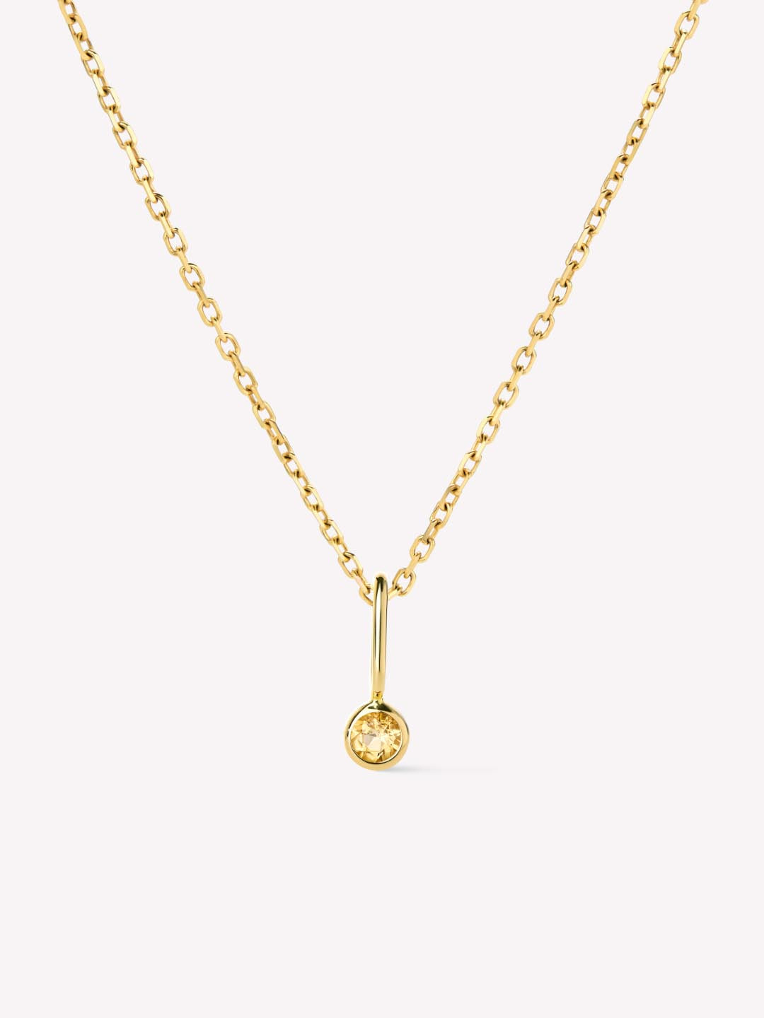 Solid Yellow Gold - Citrine Mini Birthstone Necklace