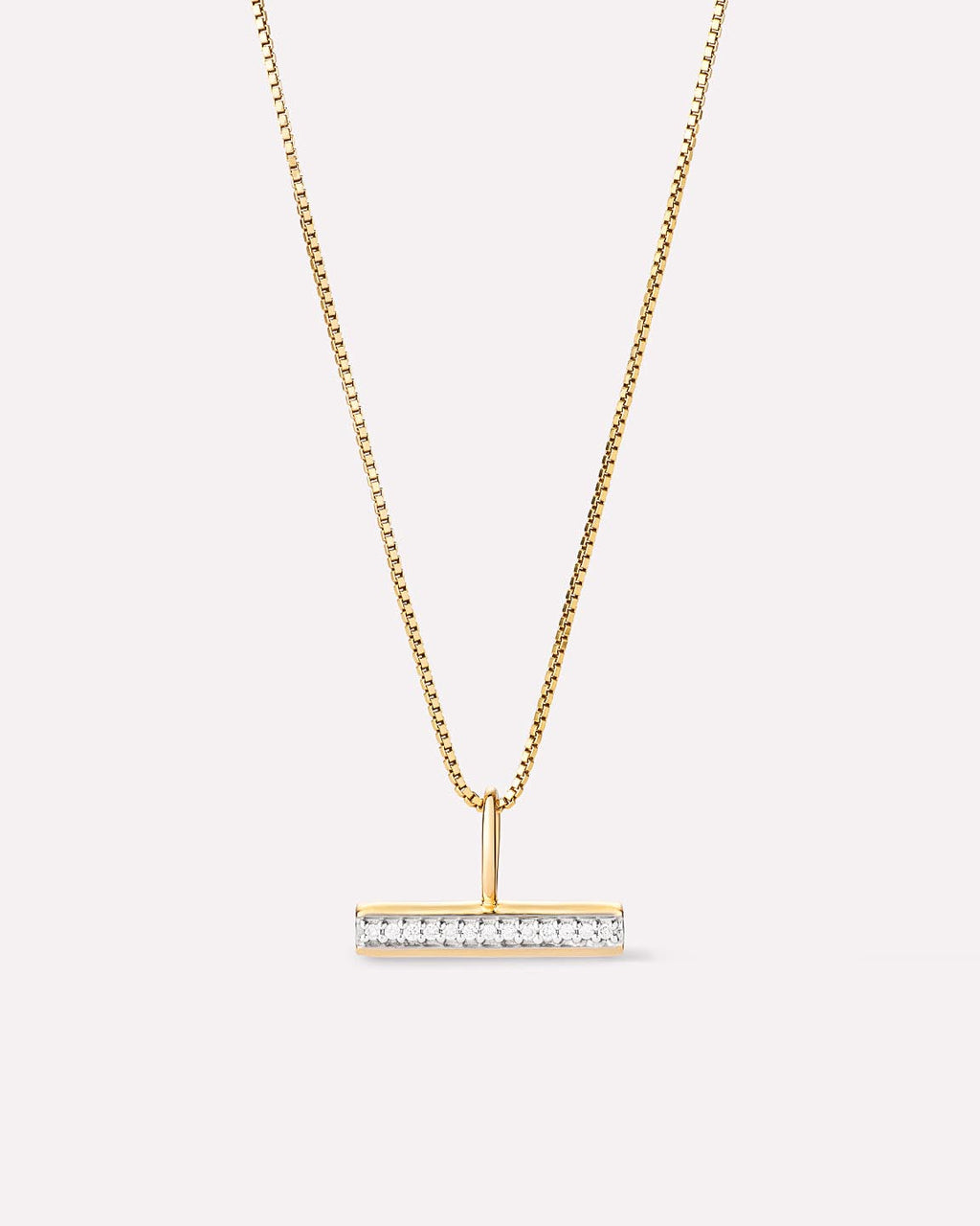 Solid Yellow Gold - Diamond Toggle Charm Necklace