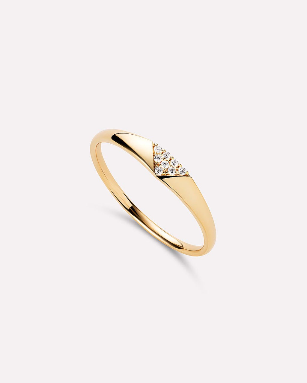 Solid Yellow Gold - Trillion Diamond Signet Ring