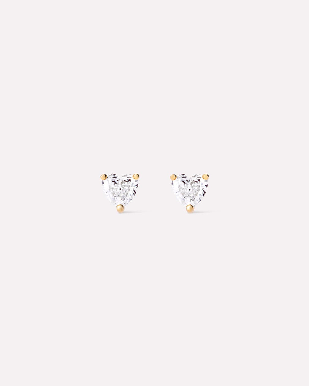 Solid Yellow Gold - Diamond Heart Studs