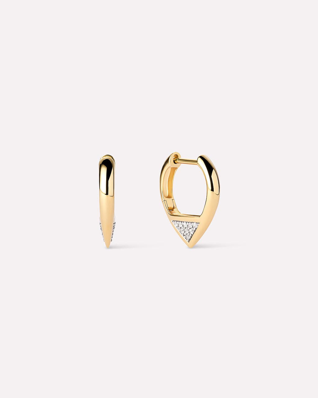Solid Yellow Gold - Trillion Diamond Hoops