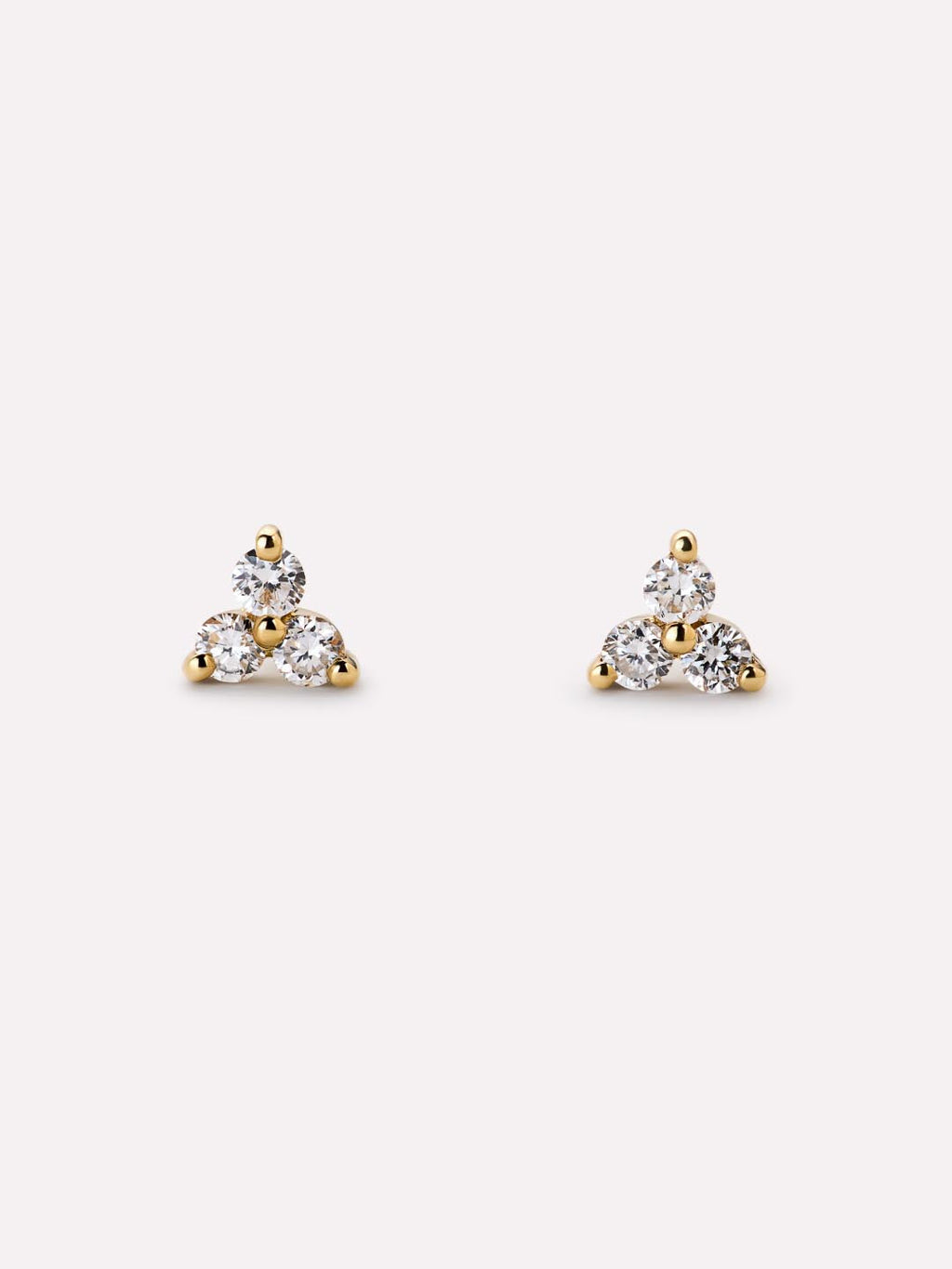 Gold Stud Earrings - Diamond Trefoil Studs