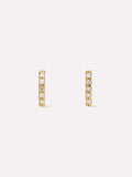 Gold Stud Earrings - Pave Diamond Bar Studs