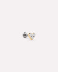 Solid Yellow Gold - Diamond Heart Flatback Single Stud