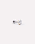 Solid Yellow Gold - Diamond Circle Flatback Single Stud