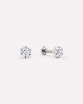 Solid Yellow Gold - Diamond Circle Flatback Studs