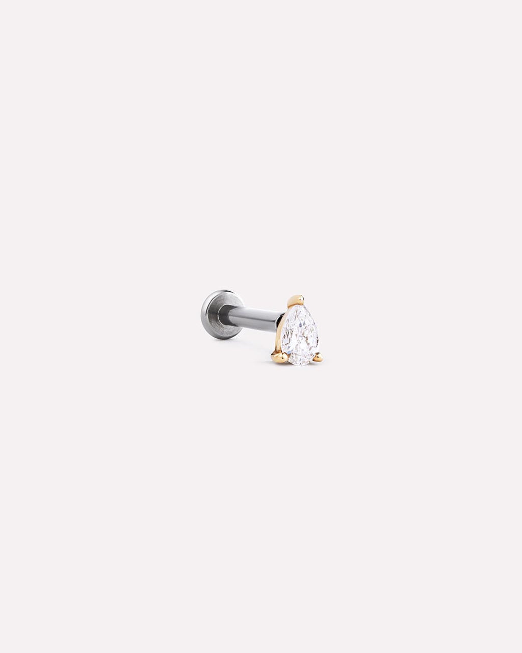 Solid Yellow Gold - Diamond Pear Flatback Single Stud