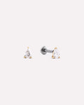Solid Yellow Gold - Diamond Pear Flatback Studs