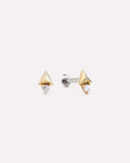 Solid Yellow Gold - Diamond Pyramid Flatback Studs