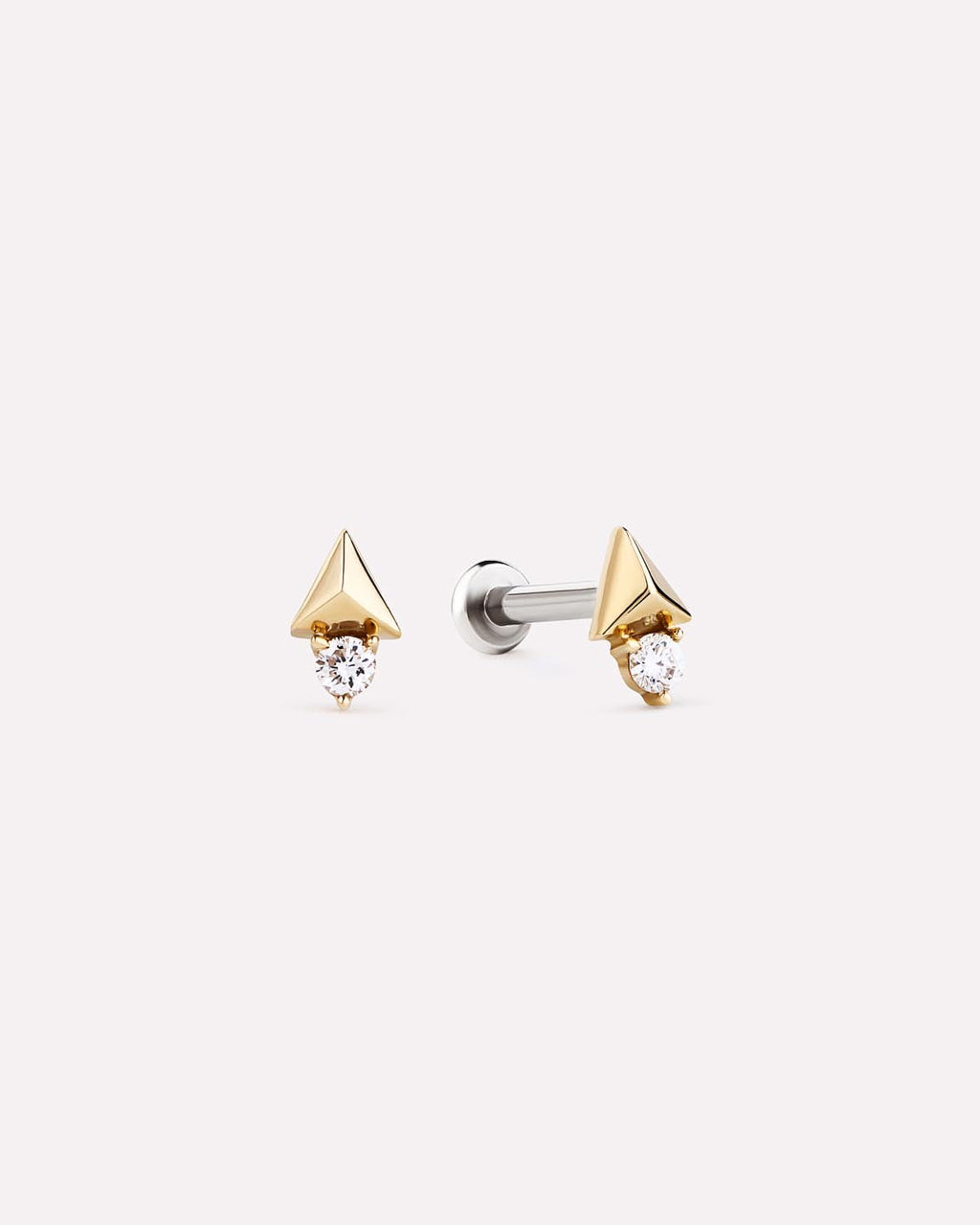 Solid Yellow Gold - Diamond Pyramid Flatback Studs