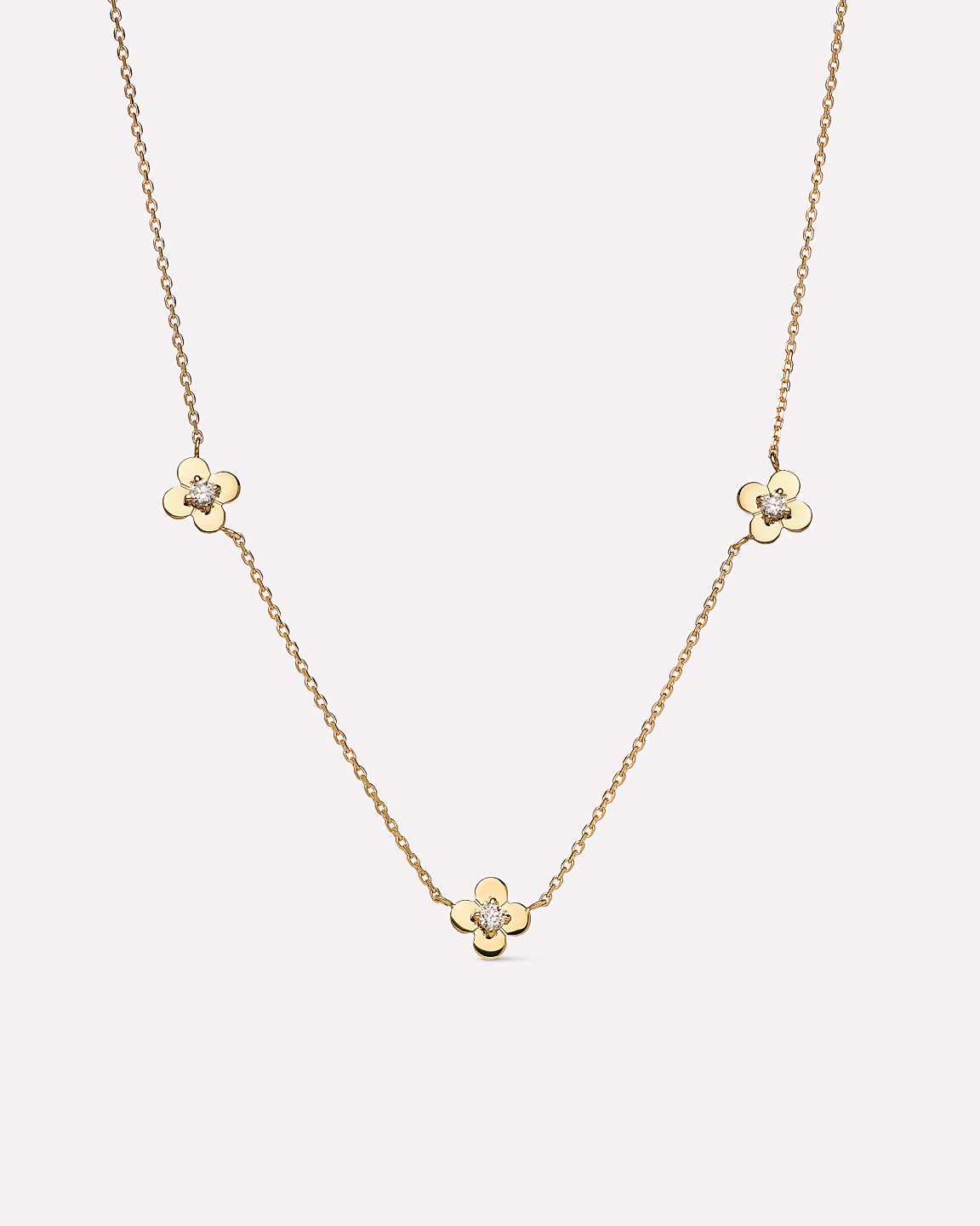Solid Yellow Gold - Mini Flower Station Necklace