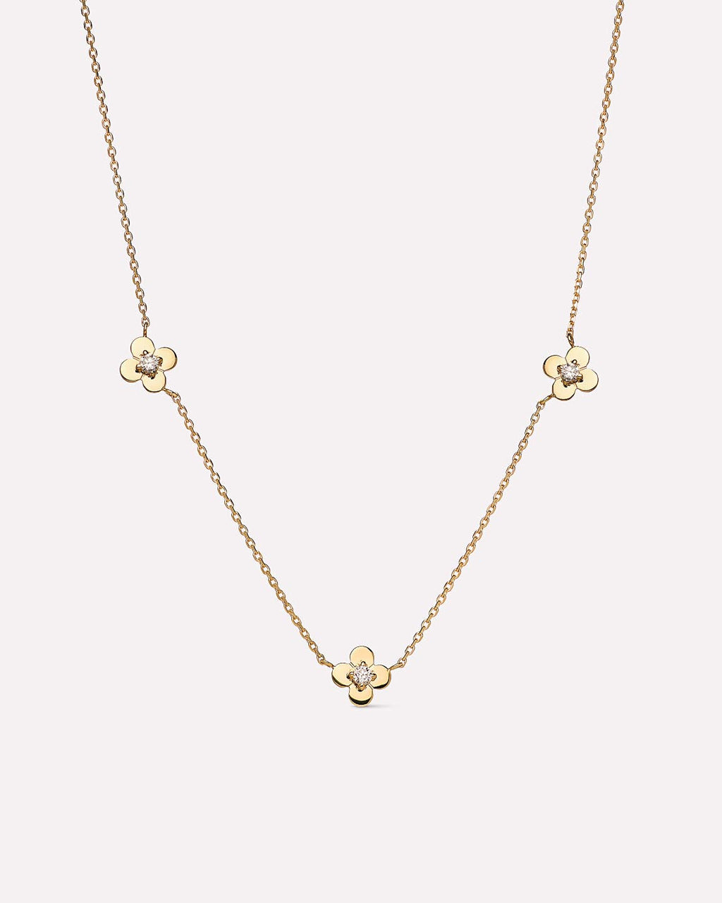 Solid Yellow Gold - Mini Flower Station Necklace