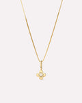 Solid Yellow Gold - Diamond Flower Charm Necklace