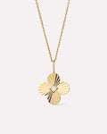 Solid Yellow Gold - Large Diamond Flower Charm Necklace