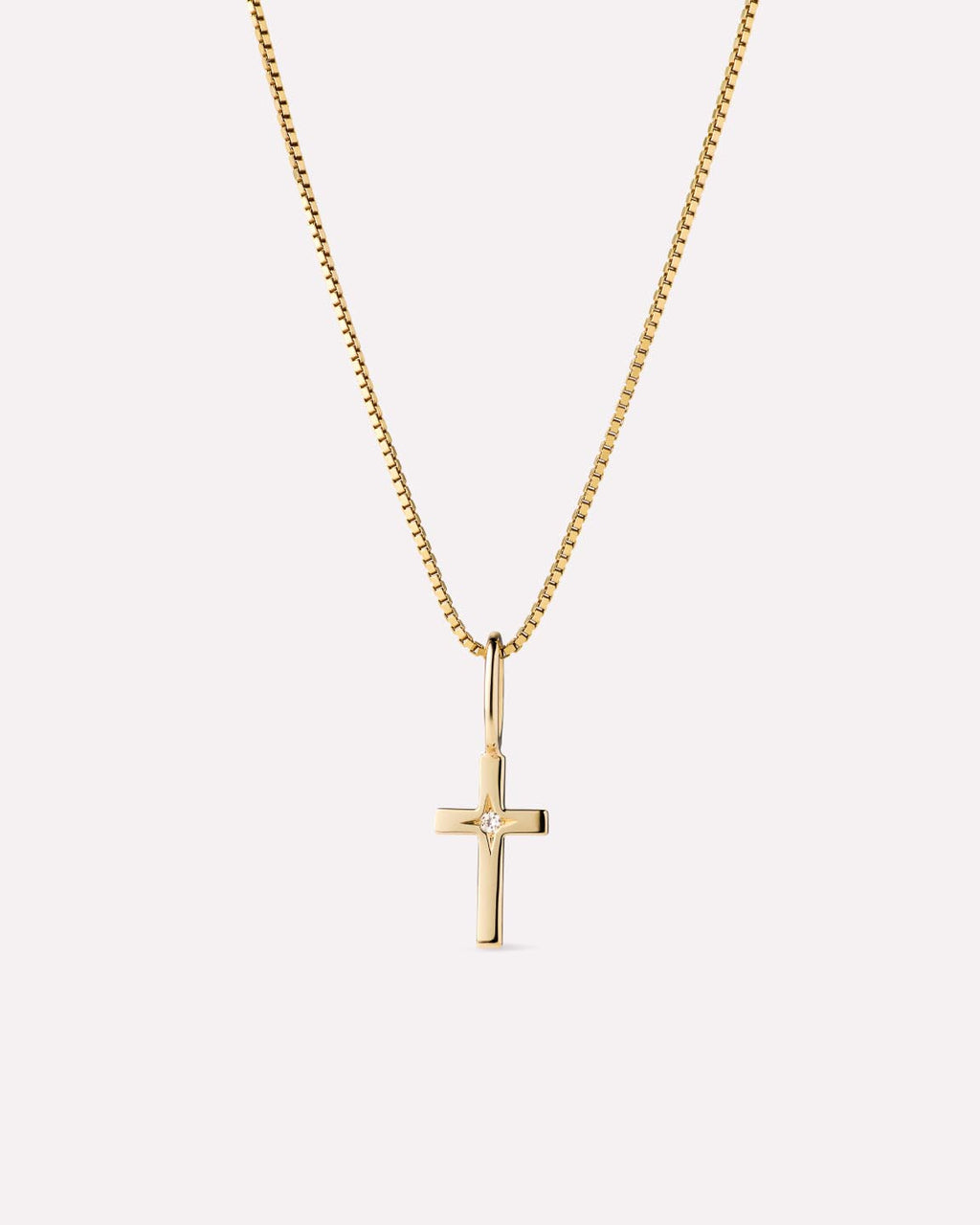 Solid Yellow Gold - Diamond Cross Necklace