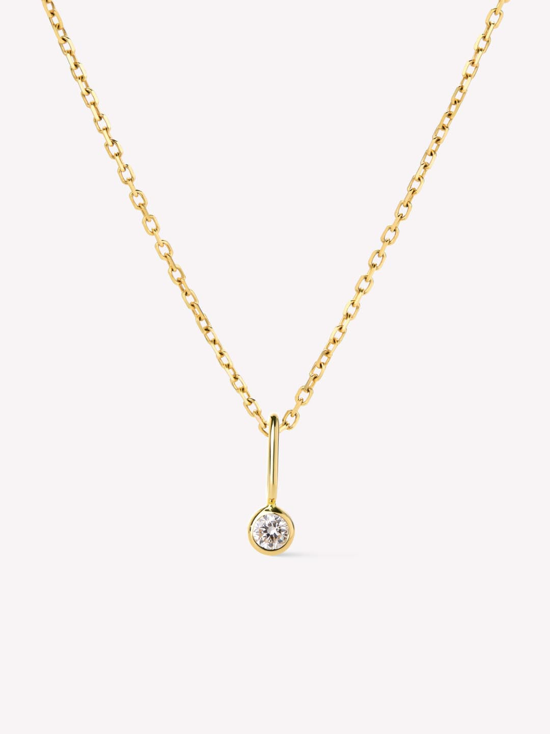 Solid Yellow Gold - Diamond Mini Birthstone Necklace
