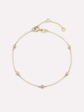 Solid Yellow Gold - Diamond Station Bracelet