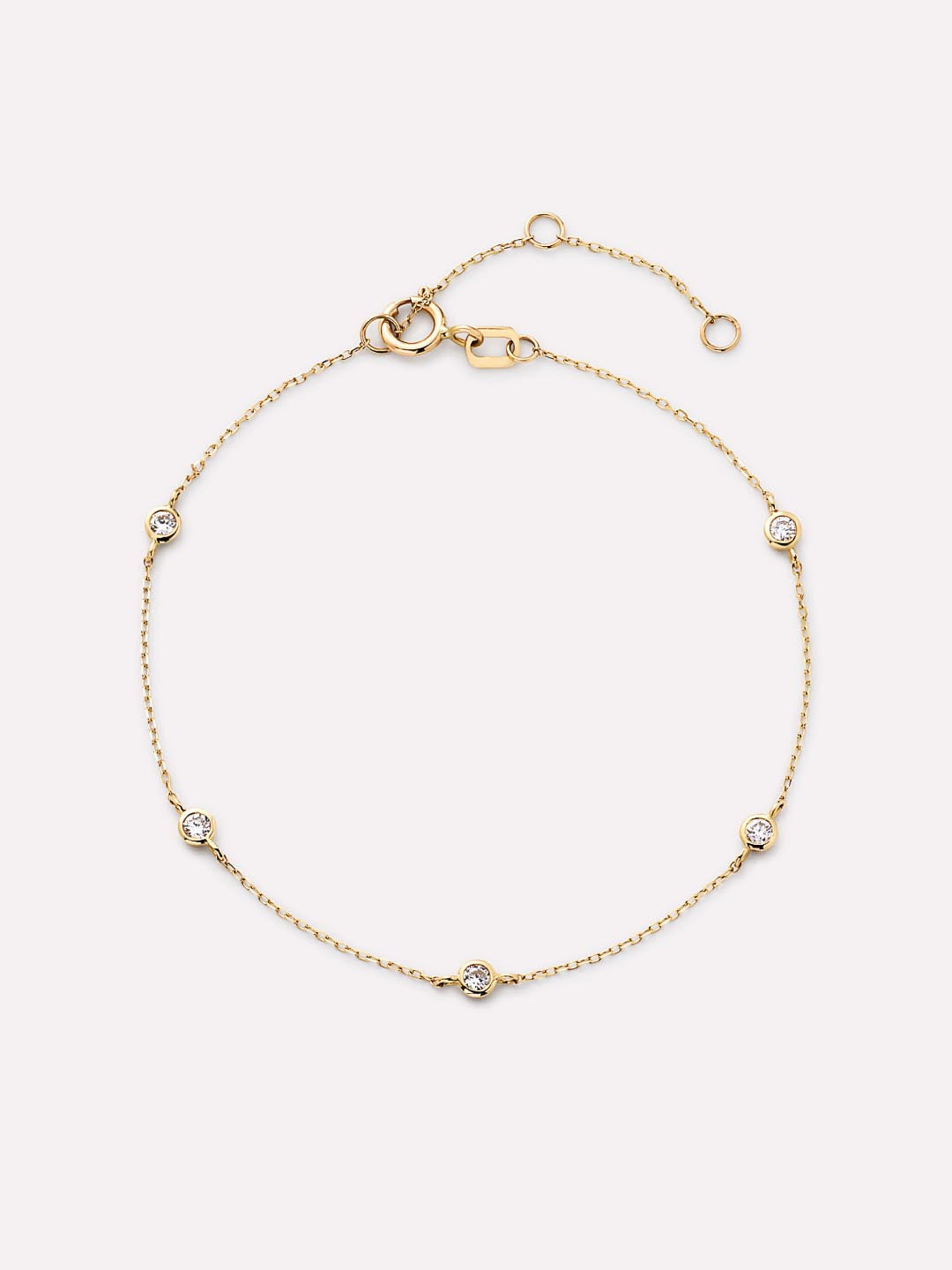 Solid Yellow Gold - Diamond Station Bracelet