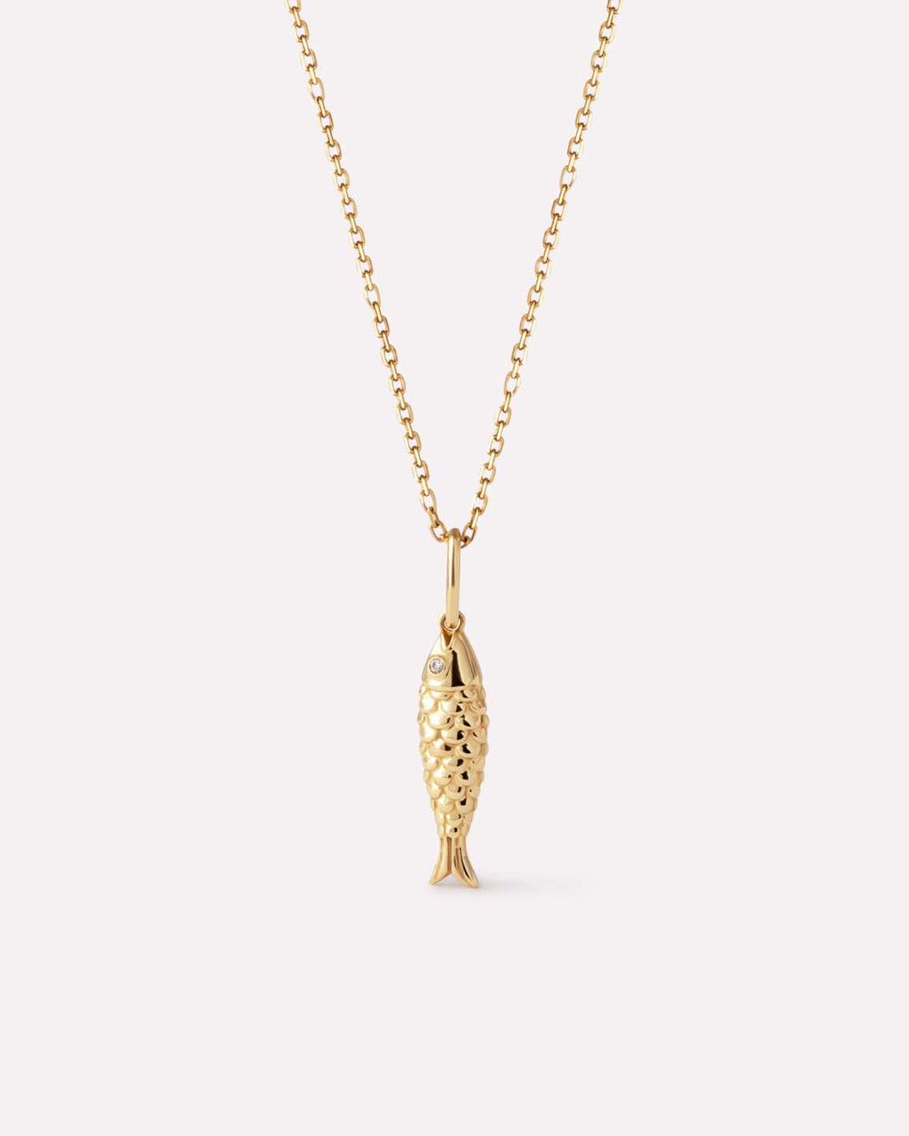 Solid Yellow Gold - Gold Fish Necklace
