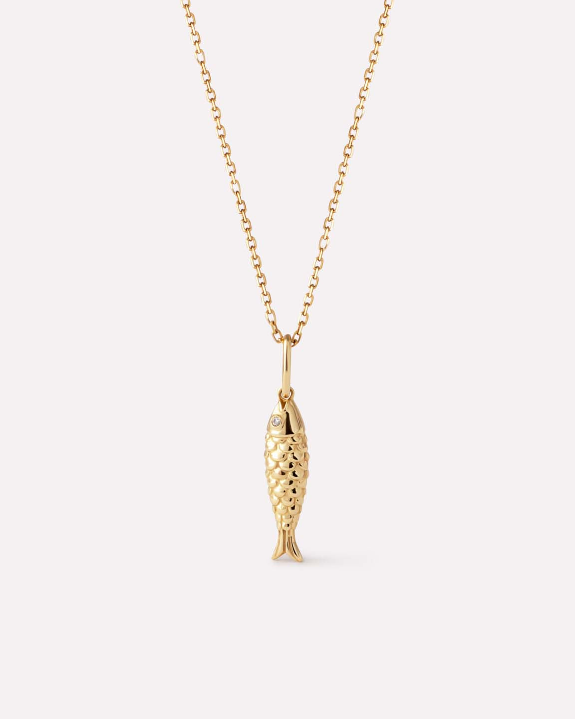 Solid Yellow Gold - Gold Fish Necklace