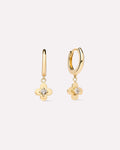 Solid Yellow Gold - Mini Flower Drop Earrings