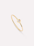 Solid Yellow Gold - Solo Diamond Stacking Ring