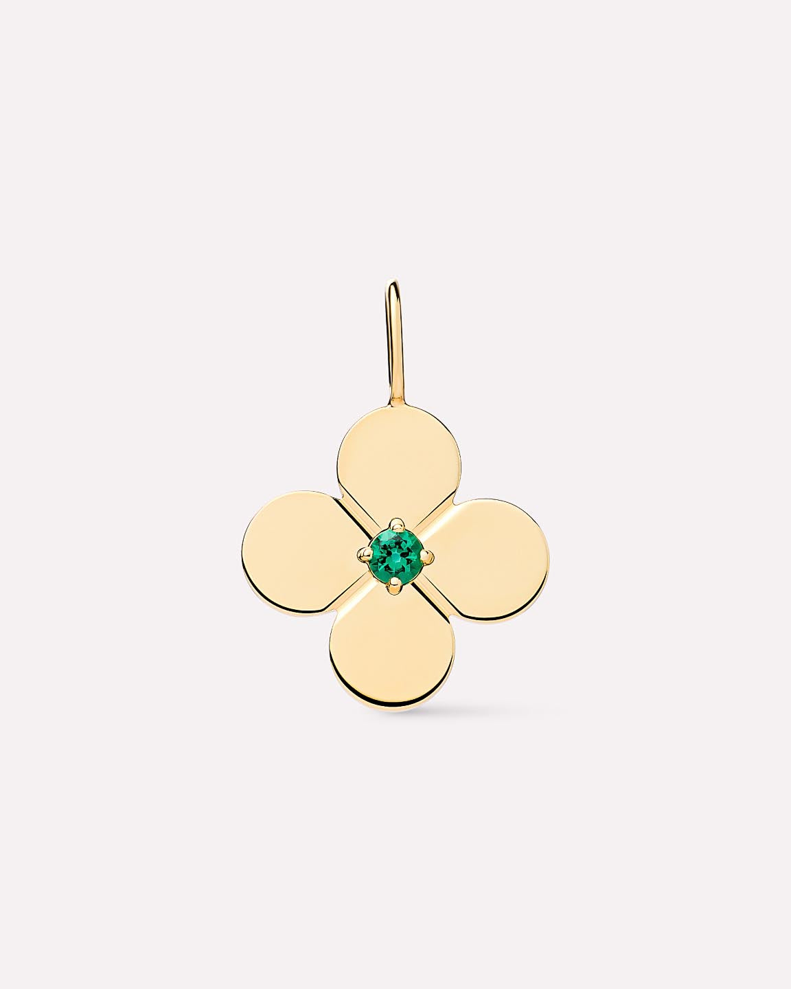 Solid Yellow Gold - Emerald Flower Charm