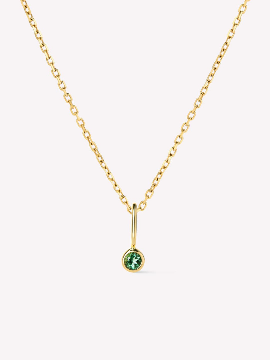 Solid Yellow Gold - Emerald Mini Birthstone Necklace
