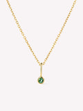 Solid Yellow Gold - Emerald Mini Birthstone Necklace