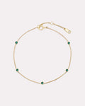 Solid Yellow Gold - Emerald Birthstone Station Bracelet