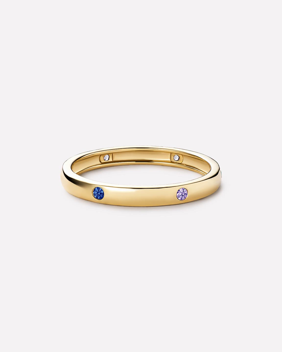 Solid Yellow Gold - 6 Stone Station Birthstone Ring